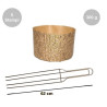 Kit spillone 4 punte in acciaio da 62 cm con 5 stampi panettone alto in cellulosa 300 g Kit spillone 4 punte in acciaio da 62 cm con 5 stampi panettone alto in cellulosa 300 g