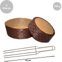 Kit spillone 4 punte da 50 cm con 5 stampi panettone basso in cellulosa da 750 g