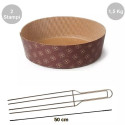 Kit spillone 4 punte 50 cm in acciaio con 2 stampi panettone basso in carta da 1500 g