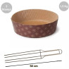 Kit spillone 4 punte 50 cm in acciaio con 2 stampi panettone basso in carta da 1500 g Kit spillone 4 punte 50 cm in acciaio con 2 stampi panettone basso in carta da 1500 g