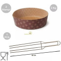 Kit Panettone Basso 2Kg: 2 Stampi in Carta Professionale + Spillone Raffreddamento DECORA Inox 4 punte 62 cm
