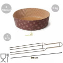 Kit spillone 4 punte da 50 cm in acciaio con 2 stampi panettone basso in carta 2 Kg