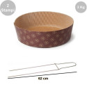 Kit Panettone Basso 3Kg: 2 Stampi in Carta Professionale + Spillone Raffreddamento DECORA Inox 4 punte 62 cm
