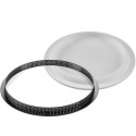 Kit Tarte Ring Round ø250 mm Silikomart: 1 stampo anello microforato e 1 stampo in silicone per crostata tonda