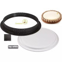Kit Tarte Ring Round ø250 mm Silikomart: 1 stampo anello microforato e 1 stampo in silicone per crostata tonda