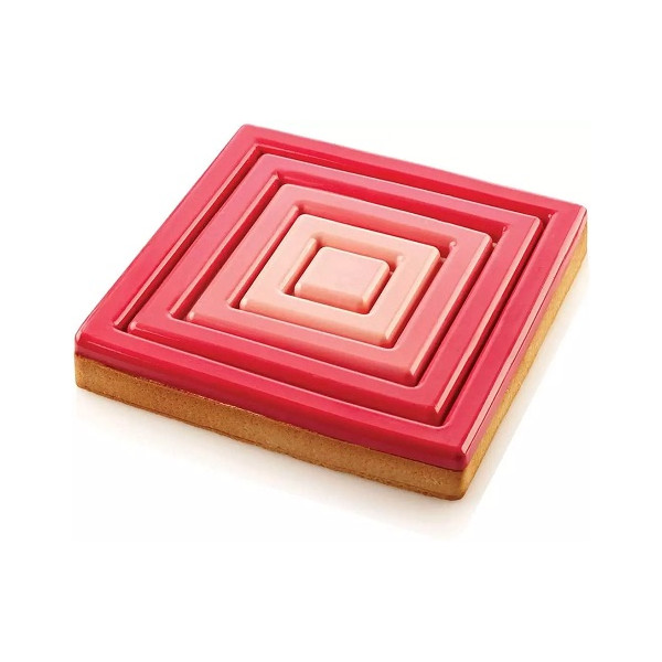 Kit square 200 Silikomart stampo silicone con anello e stampo decoro per crostata quadrata decorata