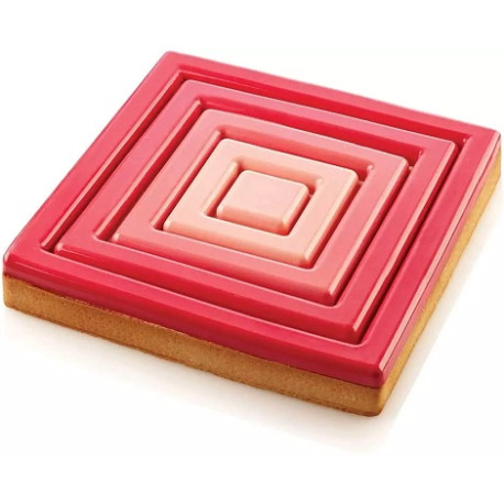Kit square 200 Silikomart stampo silicone con anello e stampo decoro per crostata quadrata decorata Kit square 200 Silikomart stampo silicone con anello e stampo decoro per crostata quadrata decorata