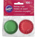 100 Pirottini mini muffin natalizi rossi e verdi in carta diametro 3,2 cm altezza 2,2 cm da Wilton