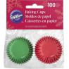100 Pirottini mini muffin natalizi rossi e verdi in carta diametro 3,2 cm altezza 2,2 cm da Wilton