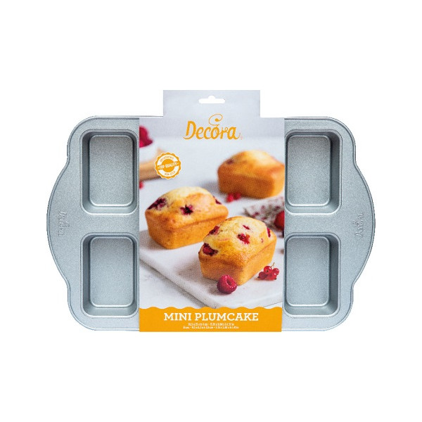 Teglia per mini plum-cake Decora: stampo acciaio antiaderente per 8 pluncake da 9,5x6,3xh3,6 cm