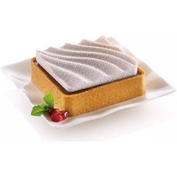 Kit Mini Tarte Sand Silikomart (Ø8cm) – 6 Anelli microforati con Stampo in Silicone per Crostatine Quadrate con Decoro Sabbia