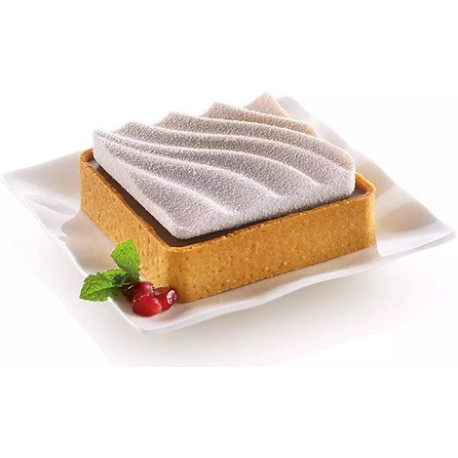 Kit mini tarte sand Silikomart kit stampo silicone con anello microforato per 6 crostatine decoro sabbia quadrate da 8 cm
