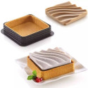 Kit mini tarte sand Silikomart kit stampo silicone con anello microforato per 6 crostatine decoro sabbia quadrate da 8 cm
