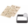 Kit Tarte Ring Mini Sand o Mini Sabbia: stampi per 6 crostatine quadrate da 8 cm