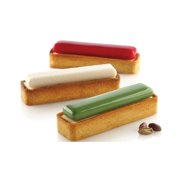 Kit Tarte Ring Rectangular 120x35 mm Silikomart stampo silicone ed 6 anelli rettangolari per crostatine