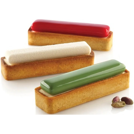 Kit Tarte Ring Rectangular 120x35 mm Silikomart stampo silicone ed 6 anelli rettangolari per crostatine Kit Tarte Ring Rectangular 120x35 mm Silikomart stampo silicone ed 6 anelli rettangolari per crostatine