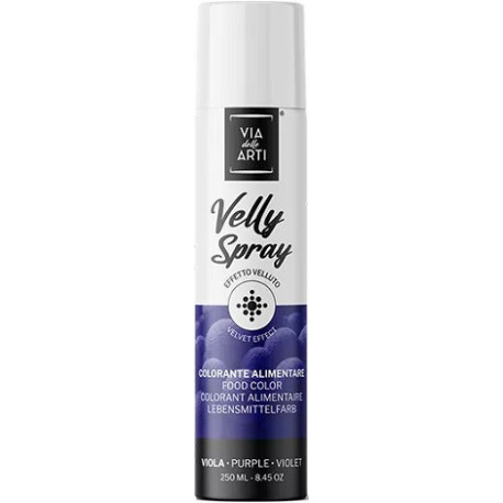 Velly Violet da 250 ml: colorante alimentare spray color viola vellutato di Via delle Arti da Volcke Aerosol