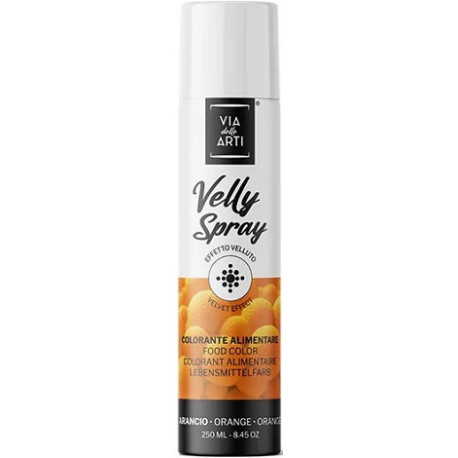 Velly Orange da 250 ml: colorante alimentare spray color arancio vellutato di Via delle Arti da Volcke Aerosol