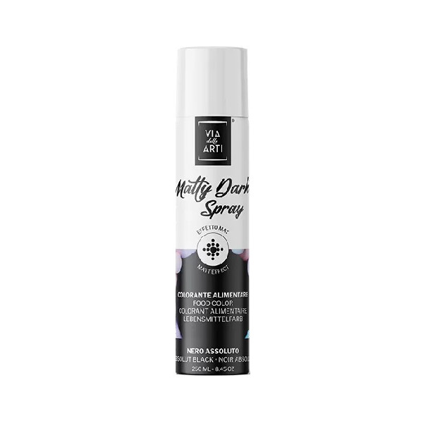 Matty Dark Black colorante alimentare spray nero assoluto scuro da 250 ml di Via delle Arti da Volcke Aerosol