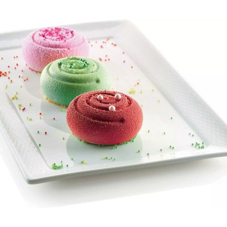 Mini girotondo Silikomart: stampo silicone per 6 mini spirali 3D di diametro 68 ed h 37 mm