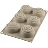 Mini girotondo Silikomart: stampo silicone per 6 mini spirali 3D di diametro 68 ed h 37 mm Mini girotondo Silikomart: stampo silicone per 6 mini spirali 3D di diametro 68 ed h 37 mm