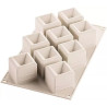 Mosaico Silikomart: stampo silicone 3D per 9 savarin a forma di cubi 50x50 h50 mm Mosaico Silikomart: stampo silicone 3D per 9 savarin a forma di cubi 50x50 h50 mm