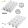 Dome 40 ml Silikomart: stampo in silicone bianco per 15 mini cupole di diametro 4 x h 4 cm