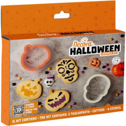 Decora – Set Halloween Monsters: 2 Tagliapasta Zucca & Teschio + 4 Stencil 3D in Plastica