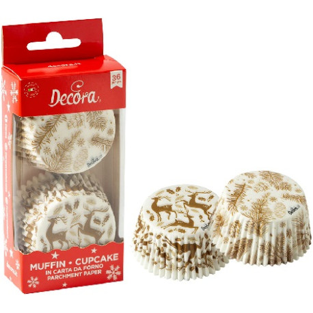 36 Pirottini Muffin in carta decoro Gold Elegant Christmas diametro 5 cm altezza 3,2 cm da Decora 36 Pirottini Muffin in carta decoro Gold Elegant Christmas diametro 5 cm altezza 3,2 cm da Decora