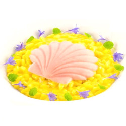 Canestrello 15 Silikomart: stampo silicone giallo 8 preparazioni conchiglie capasanta, linea Naturae