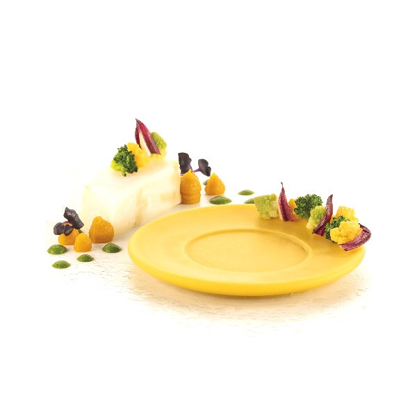 Piatto 80 Silikomart stampo silicone giallo 6 preparazioni piattino o piatto piano, linea Naturae