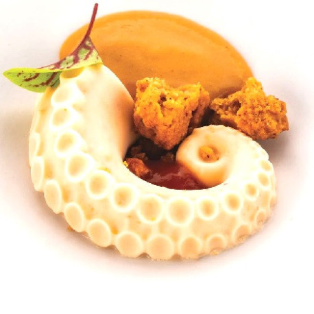 Polpo 20 Silikomart stampo silicone giallo 12 preparazioni tentacoli di polpo, linea Naturae