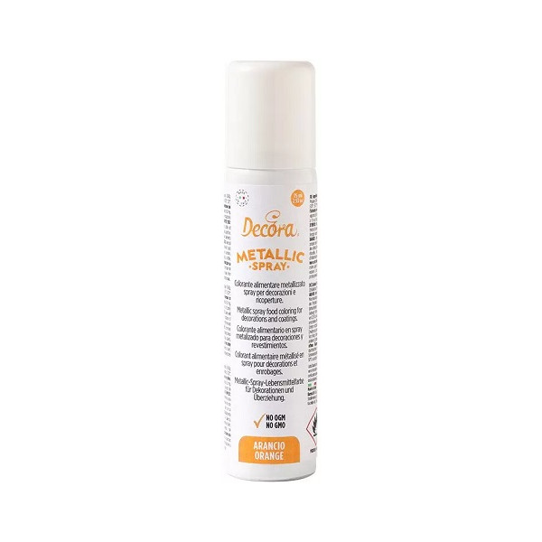 Spray arancio metallizzato da 75 ml di Decora: colorante arancione spray alimentare