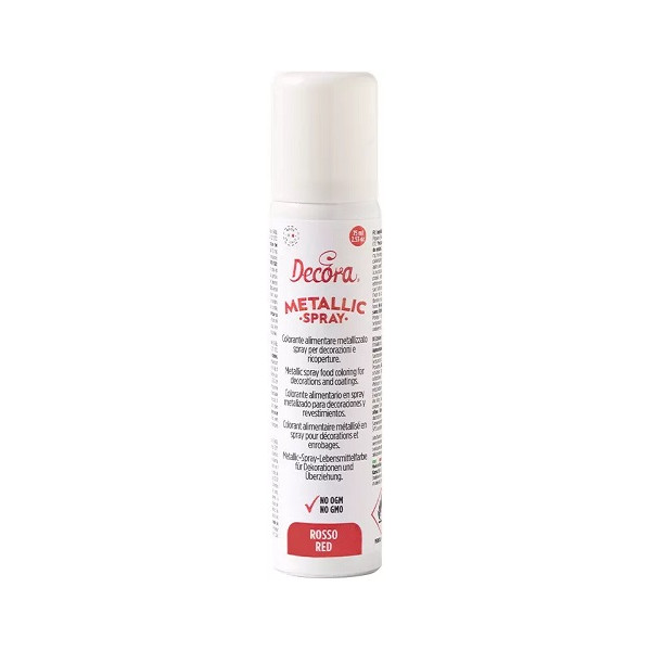 Spray rosso metallizzato da 75 ml di Decora: colorante rosso spray alimentare