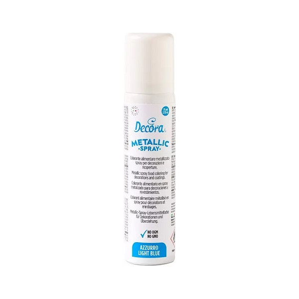 Spray azzurro metallizzato da 75 ml di Decora: colorante azzurro spray alimentare
