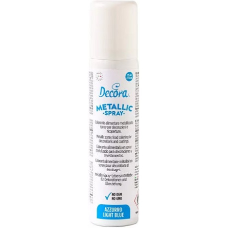 Spray azzurro metallizzato da 75 ml di Decora: colorante azzurro spray alimentare Spray azzurro metallizzato da 75 ml di Decora: colorante azzurro spray alimentare