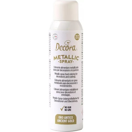 Spray oro antico metallizzato da 150 ml di Decora: colorante oro antico spray alimentare Spray oro antico metallizzato da 150 ml di Decora: colorante oro antico spray alimentare