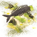 Lisca 4 Silikomart: stampo in silicone giallo per 16 preparazioni a forma di lische di pesce della ì linea Naturae