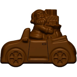 Stampo in Policarbonato per Tavolette di Cioccolato Natalizie - Auto con Babbo Natale e Doni, 70 g, 6 Cavità Professionali