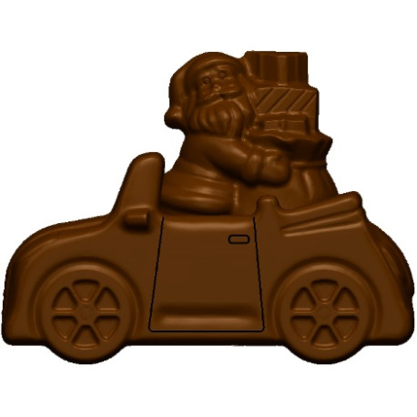 Auto babbo natale con doni stampo policarbonato cioccolato 6 tavolette 10x7,6 cm 70 g Auto babbo natale con doni stampo policarbonato cioccolato 6 tavolette 10x7,6 cm 70 g