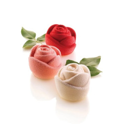 Rosa 145 Silikomart: stampo in silicone bianco per 6 rose di ø7xh5,5 cm