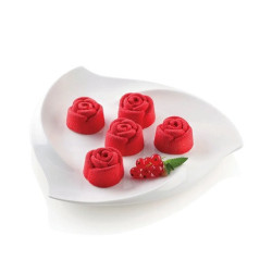 Rose Silikomart (Ø44/76mm) – Stampo in Silicone per 6 Monoporzioni o 15 Mini-Porzioni