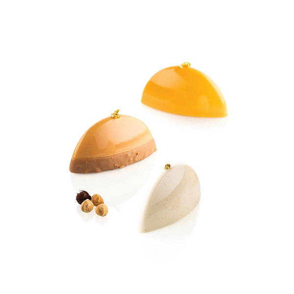 Vela 100 Silikomart: stampo silicone bianco per 8 forme ellittiche 115 x 35 e h 57 mm + cutter