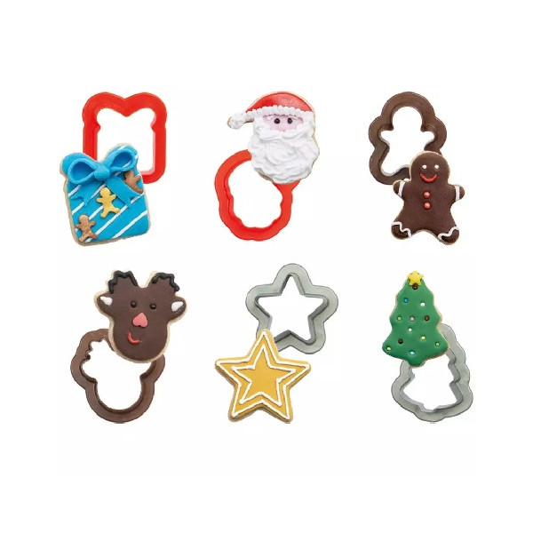 Mini Tagliapasta Natalizi Decora 6 forme taglia biscotti in plastica a tema natalizio