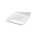 Set 100 piattini monoporzioni quadrati in plastica bianca e lato 83 mm Silikomart