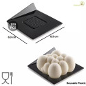 Set 100 vassoi monoporzioni quadrati in plastica nera di lato 83 mm, riutilizzabili da Silikomart