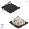 Set 100 vassoi monoporzioni quadrati in plastica nera di lato 83 mm, riutilizzabili da Silikomart Set 100 vassoi monoporzioni quadrati in plastica nera di lato 83 mm, riutilizzabili da Silikomart