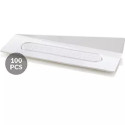 Set 100 vassoi monoporzioni rettangolari in plastica bianca da 14 x4 cm, riutilizzabili da Silikomart