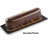 Set 100 vassoi monoporzioni rettangolari in plastica neri da 14x4 cm, riutilizzabili da Silikomart Set 100 vassoi monoporzioni rettangolari in plastica neri da 14x4 cm, riutilizzabili da Silikomart