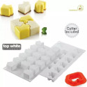 Puzzle 30 Silikomart: stampo silicone bianco con cutter in plastica per 16 mignon ad incastro 42x34 h 28 mm